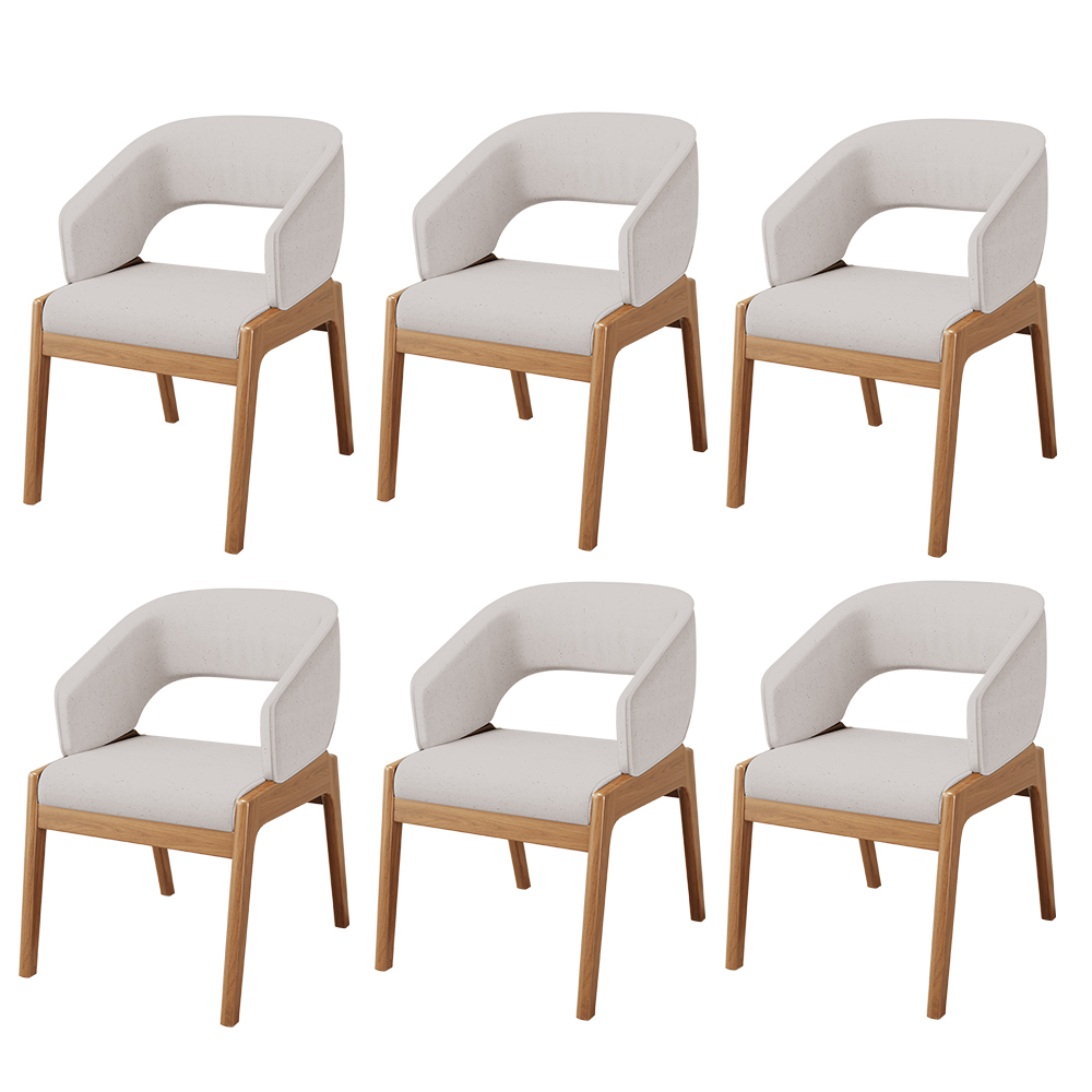 Kit 06 Cadeiras de Jantar e Estar Living Estofada Lince L02 Linho Bege - Lyam Decor