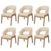 Kit 06 Cadeiras de Jantar e Estar Living Estofada Lince L02 Linho Bege Escuro - Lyam Decor