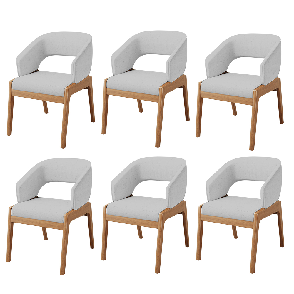 Kit 06 Cadeiras de Jantar e Estar Living Estofada Lince L02 Linho Cinza - Lyam Decor