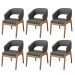 Kit 06 Cadeiras de Jantar e Estar Living Estofada Lince L02 Linho Cinza Escuro - Lyam Decor