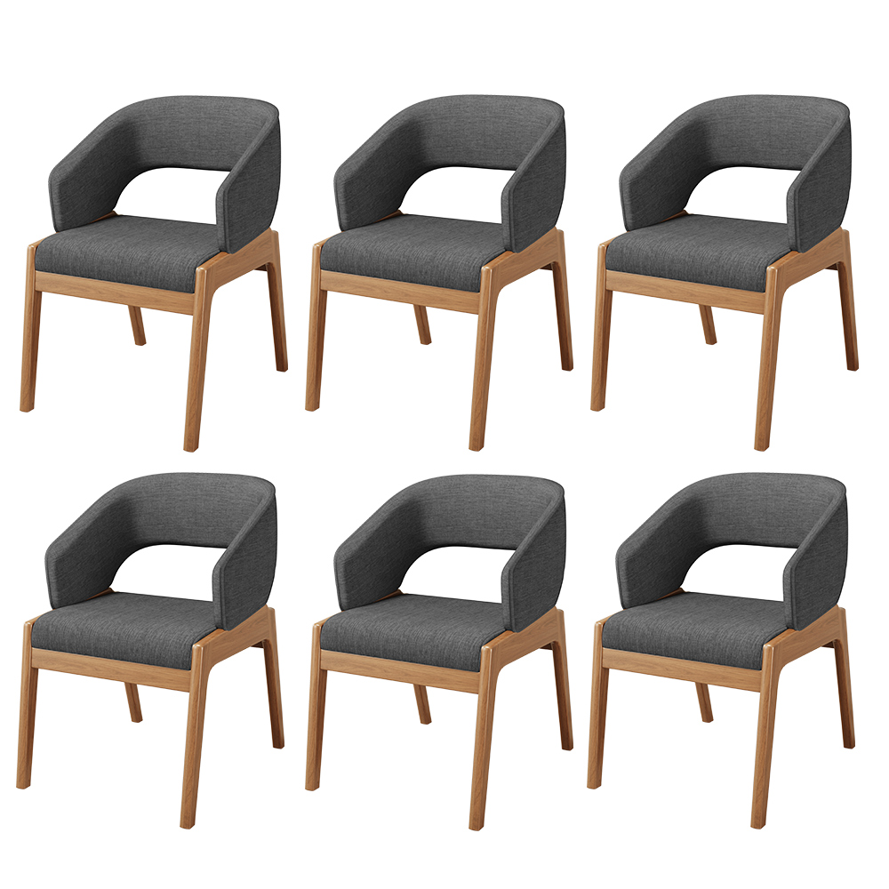 Kit 06 Cadeiras de Jantar e Estar Living Estofada Lince L02 Linho Cinza Escuro - Lyam Decor