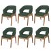 Kit 06 Cadeiras de Jantar e Estar Living Estofada Lince L02 Linho Verde Musgo - Lyam Decor