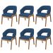 Kit 06 Cadeiras de Jantar e Estar Living Estofada Lince L02 Suede Azul Marinho - Lyam Decor