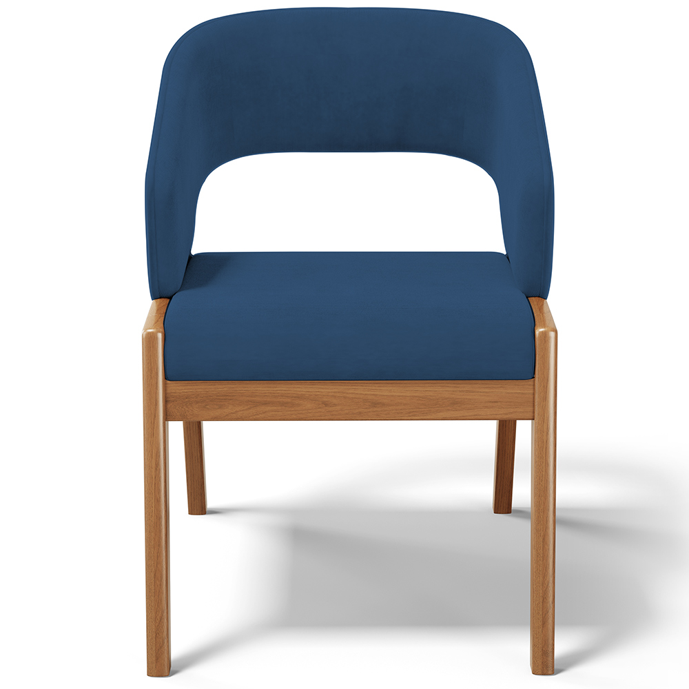 Kit 06 Cadeiras de Jantar e Estar Living Estofada Lince L02 Suede Azul Marinho - Lyam Decor