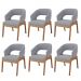 Kit 06 Cadeiras de Jantar e Estar Living Estofada Lince L02 Suede Cinza - Lyam Decor