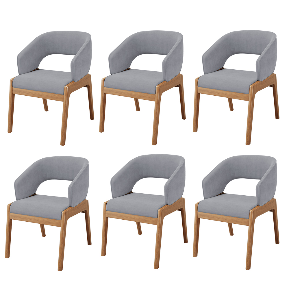 Kit 06 Cadeiras de Jantar e Estar Living Estofada Lince L02 Suede Cinza - Lyam Decor