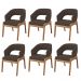Kit 06 Cadeiras de Jantar e Estar Living Estofada Lince L02 Suede Marrom - Lyam Decor