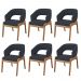 Kit 06 Cadeiras de Jantar e Estar Living Estofada Lince L02 Suede Preto - Lyam Decor