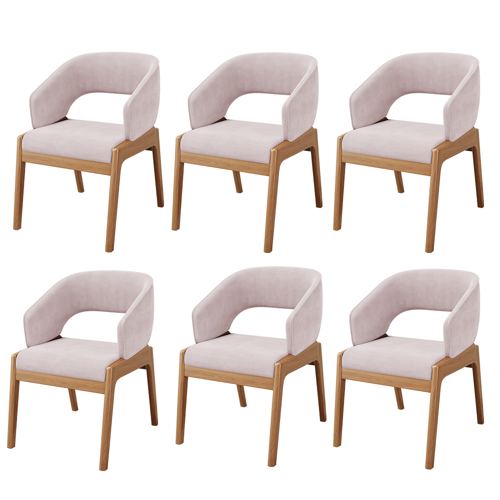 Kit 06 Cadeiras de Jantar e Estar Living Estofada Lince L02 Suede Rosê - Lyam Decor