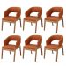 Kit 06 Cadeiras de Jantar e Estar Living Estofada Lince L02 Tecido Terracota - Lyam Decor