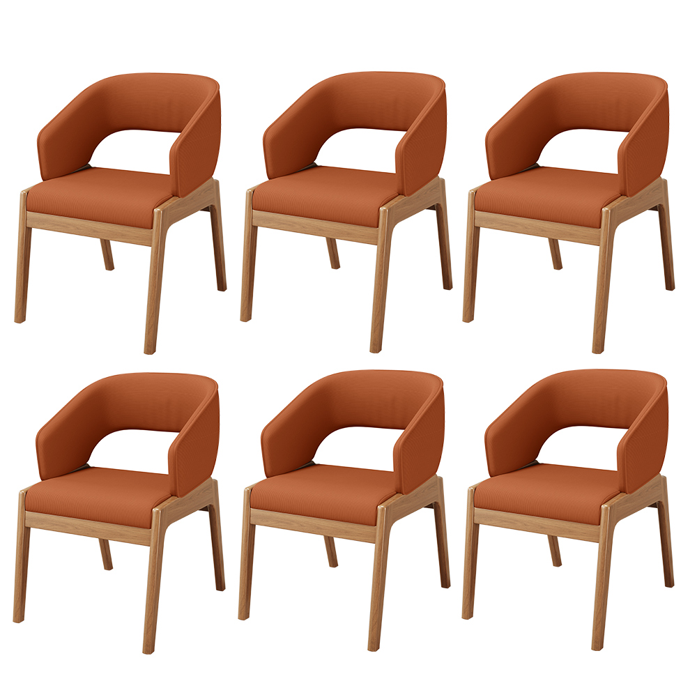 Kit 06 Cadeiras de Jantar e Estar Living Estofada Lince L02 Tecido Terracota - Lyam Decor