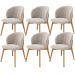 Kit 06 Cadeiras de Jantar e Estar Living Estofada Mia L02 Bouclê Bege - Lyam Decor
