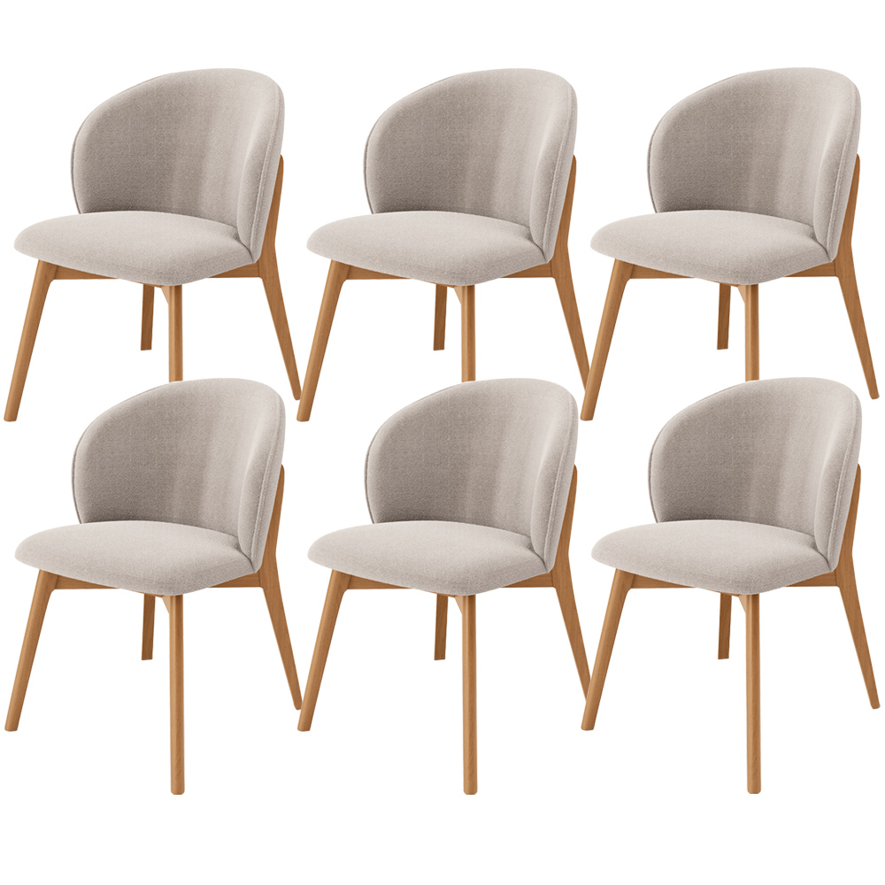 Kit 06 Cadeiras de Jantar e Estar Living Estofada Mia L02 Bouclê Bege - Lyam Decor