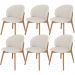 Kit 06 Cadeiras de Jantar e Estar Living Estofada Mia L02 Linho Cru - Lyam Decor