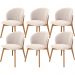 Kit 06 Cadeiras de Jantar e Estar Living Estofada Mia L02 Suede Bege - Lyam Decor
