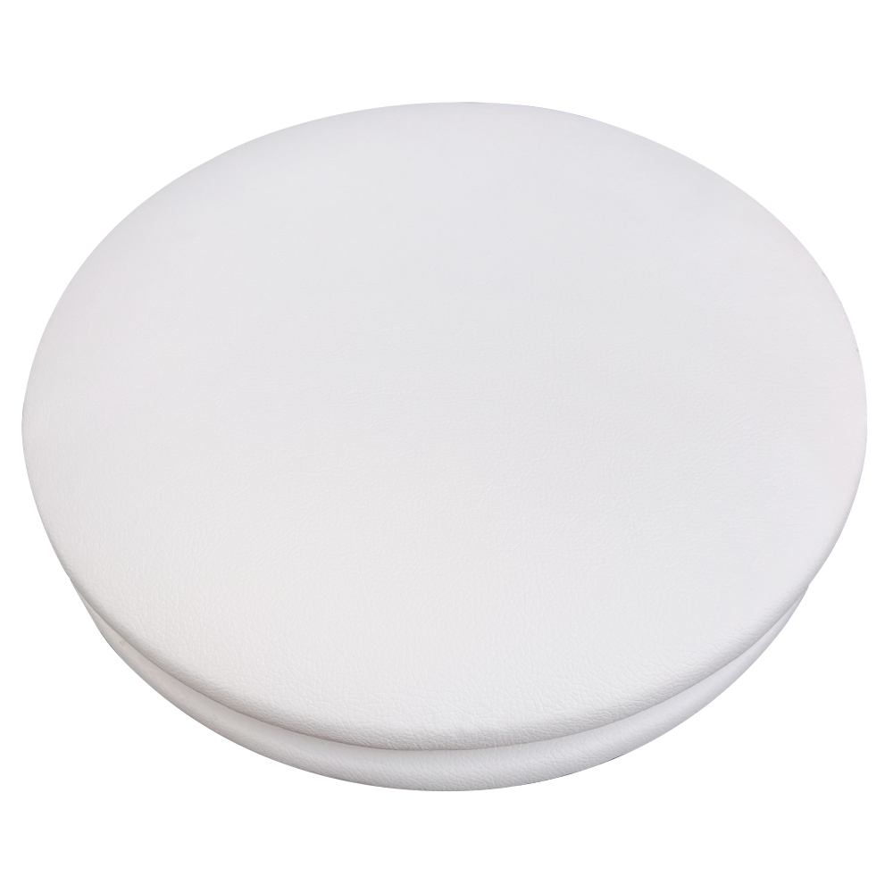 Kit 08 Assentos Redondo Banqueta Cadeira Estofados Poltronas H02 Corino Branco 35 cm - Lyam Decor