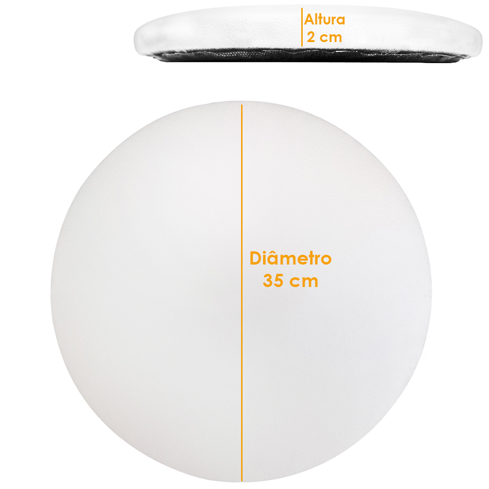 Kit 08 Assentos Redondo Banqueta Cadeira Estofados Poltronas H02 Corino Branco 35 cm - Lyam Decor