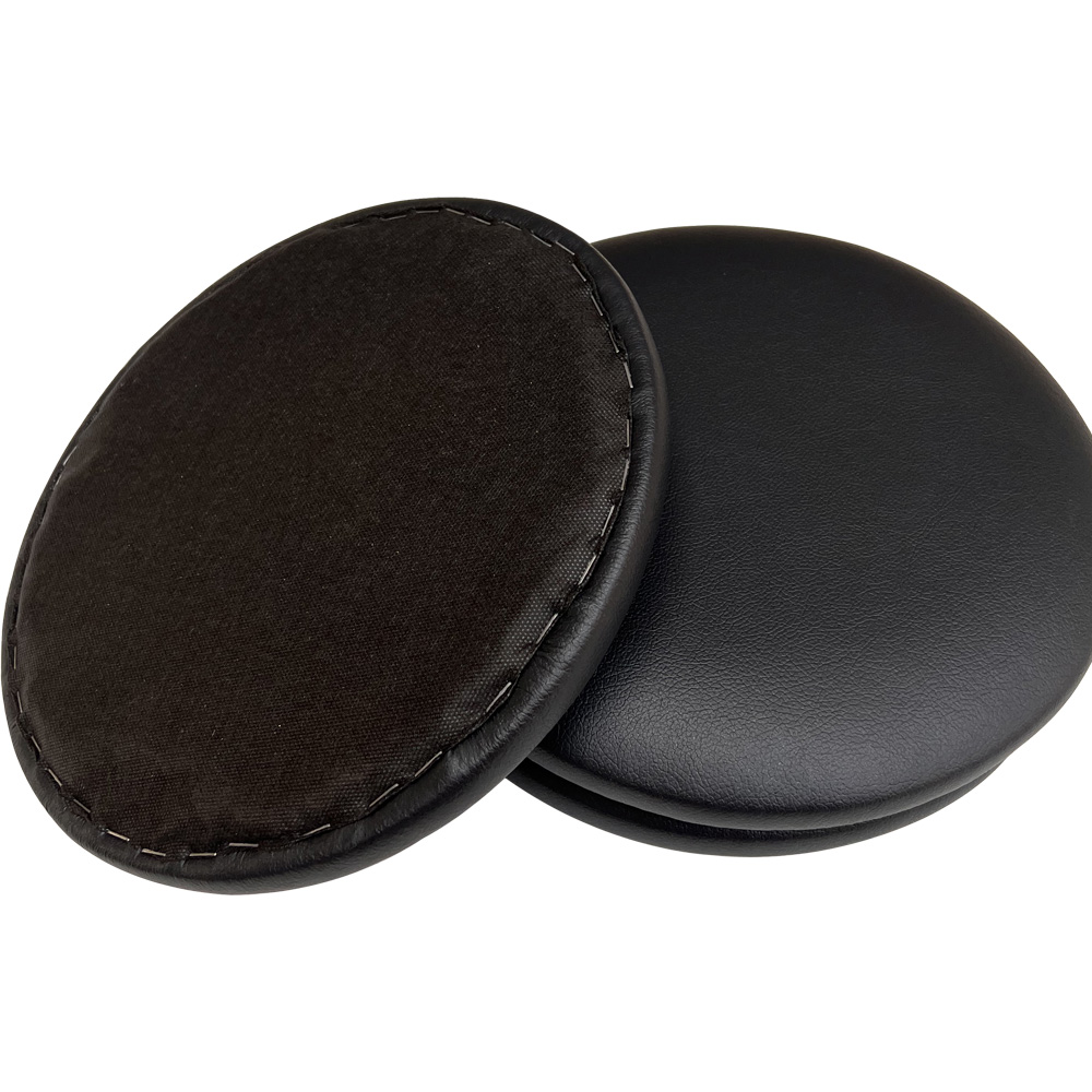 Kit 08 Assentos Redondo Banqueta Cadeira Estofados Poltronas H02 Corino Preto 39 cm - Lyam Decor