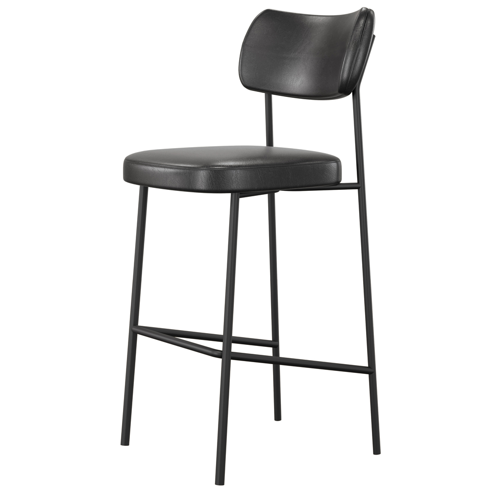 Kit 08 Banquetas Alta Bar Cozinha Sala De Jantar Preto Elira L02 Couríssimo Preto - Lyam Decor