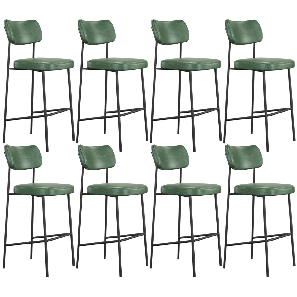 Kit 08 Banquetas Alta Bar Cozinha Sala De Jantar Preto Elira L02 Couríssimo Verde - Lyam Decor