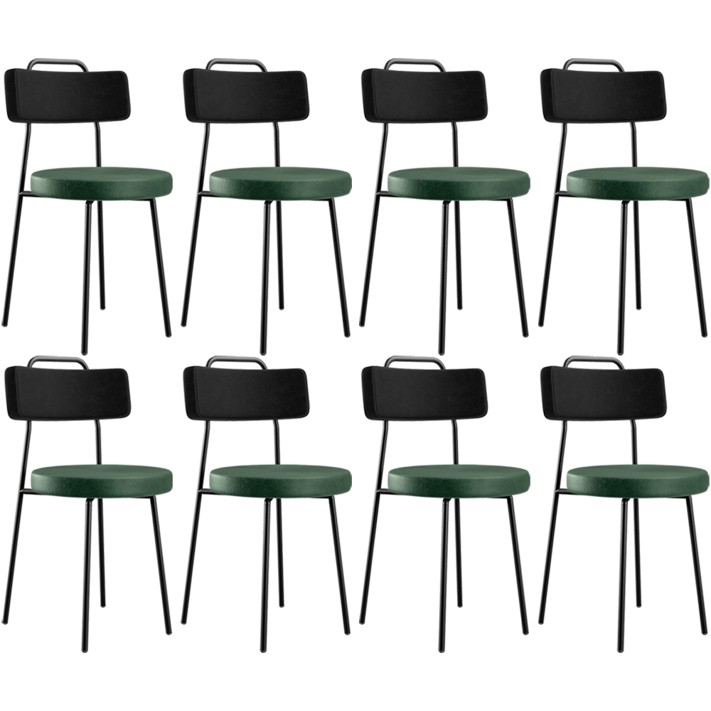 Kit 08 Cadeira Estofada Para Sala Jantar Barcelona L02 Couríssimo Preto Facto Verde Musgo - Lyam