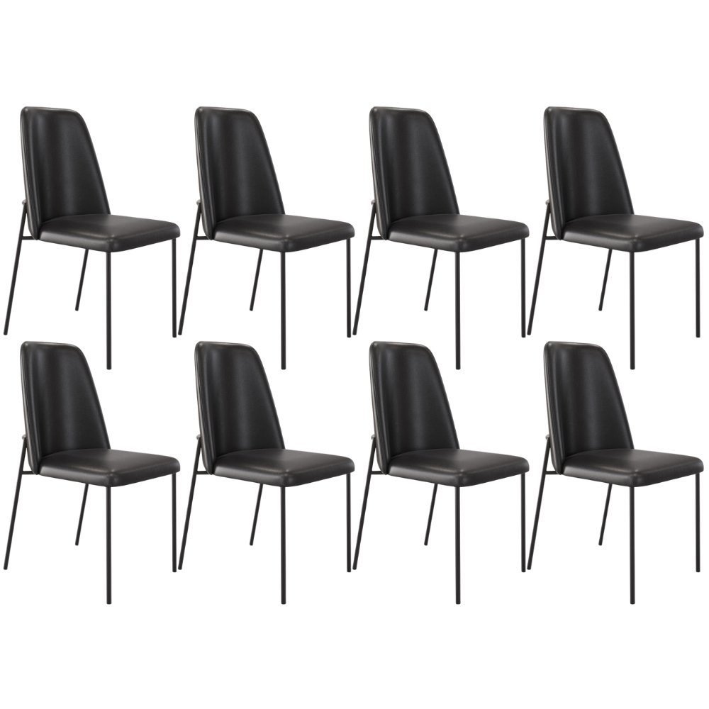 Kit 08 Cadeiras Decorativa Estofada Para Sala De Jantar Bella L02 Couríssimo Preto - Lyam Decor
