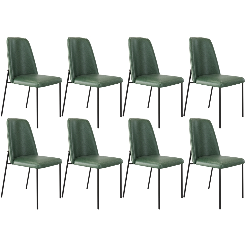 Kit 08 Cadeiras Decorativa Estofada Para Sala De Jantar Bella L02 Couríssimo Verde - Lyam Decor