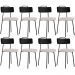 Kit 08 Cadeiras Decorativa Estofada Sala De Jantar Barcelona L02 Couríssimo Preto Linho Bege - Lyam
