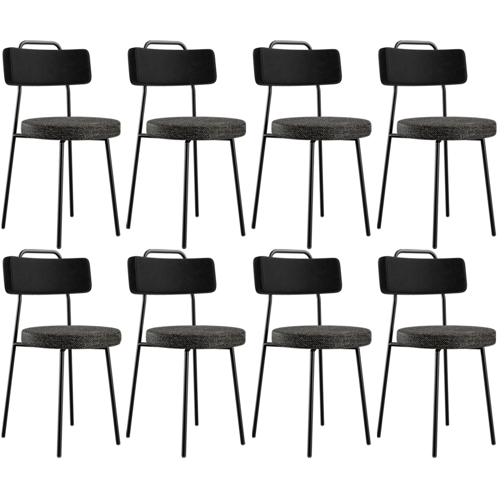 Kit 08 Cadeiras Decorativa Estofada Sala Jantar Barcelona L02 Couríssimo Preto Linho Chumbo - Lyam