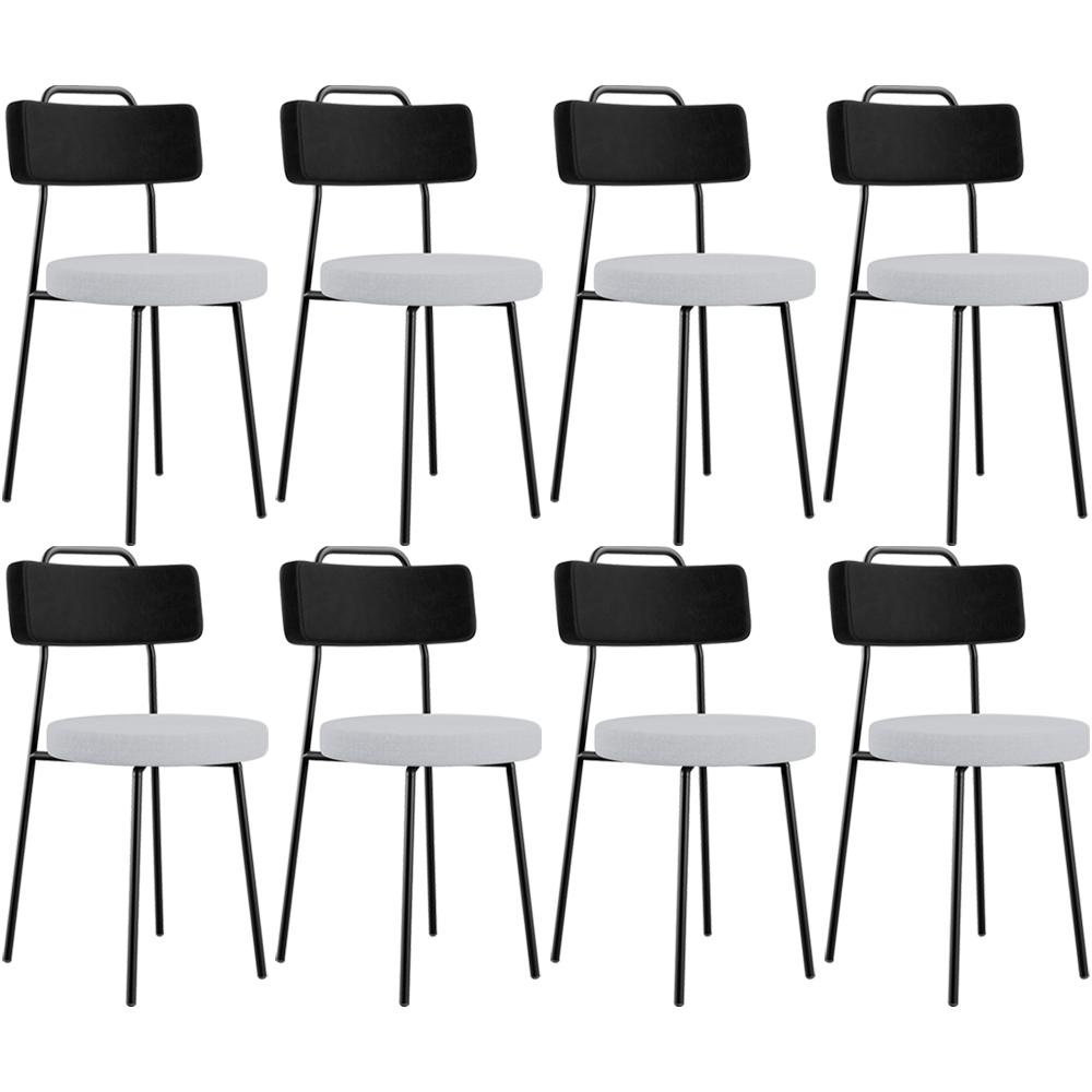 Kit 08 Cadeiras Decorativa Estofada Sala Jantar Barcelona L02 Couríssimo Preto Linho Cinza - Lyam