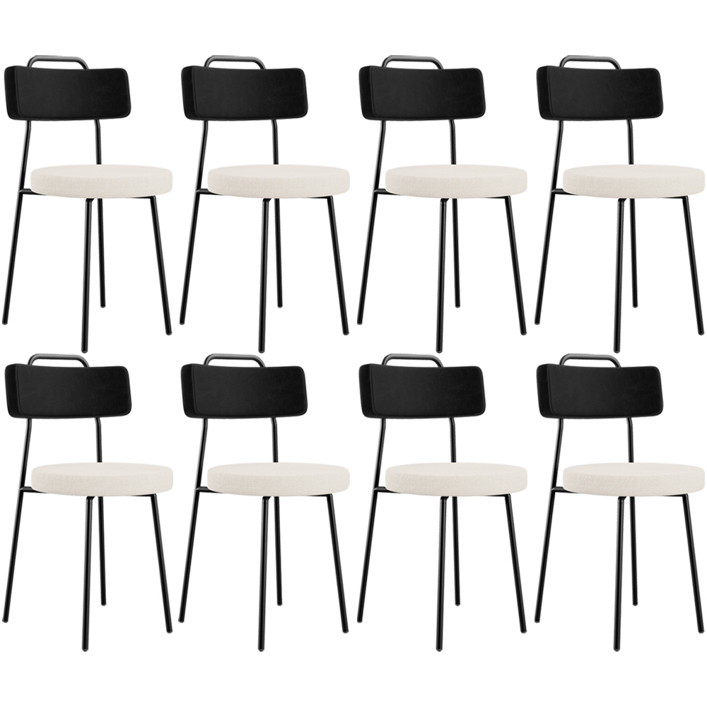 Kit 08 Cadeiras Decorativa Estofada Sala Jantar Barcelona L02 Couríssimo Preto Linho Cru - Lyam