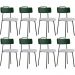 Kit 08 Cadeiras Decorativa Estofada Sala Jantar Barcelona L02 Facto Verde Musgo Linho Cinza - Lyam