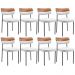 Kit 08 Cadeiras Decorativa Para Sala De Jantar Melina L02 Faixa Couríssimo Camel Facto Branco - Lyam Decor