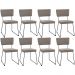 Kit 08 Cadeiras Decorativas Estofada Base De Aço Allana L02 Bouclê Bege - Lyam Decor