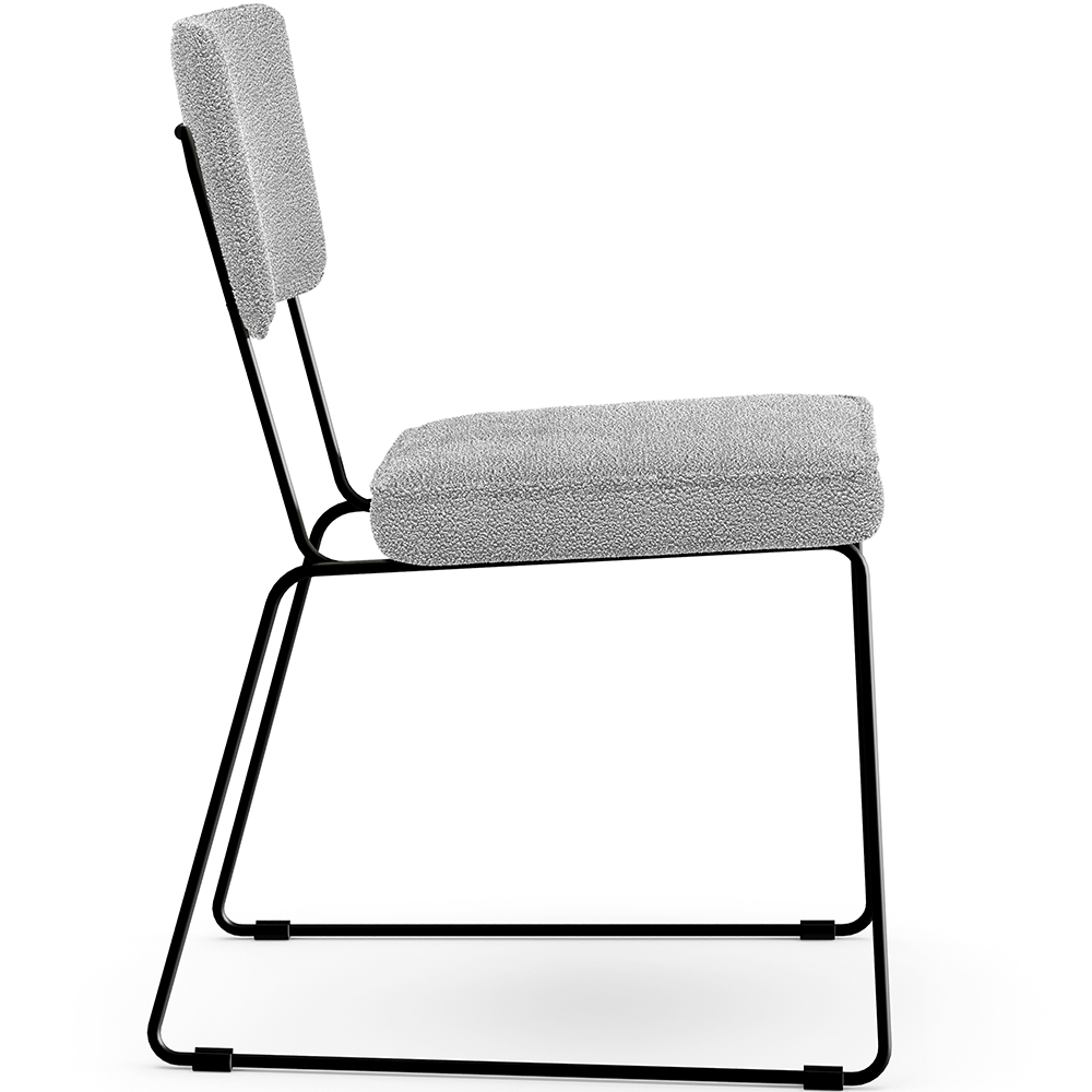 Kit 08 Cadeiras Decorativas Estofada Base De Aço Allana L02 Bouclê Cinza - Lyam Decor