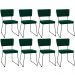 Kit 08 Cadeiras Decorativas Estofada Base De Aço Allana L02 Bouclê Verde - Lyam Decor