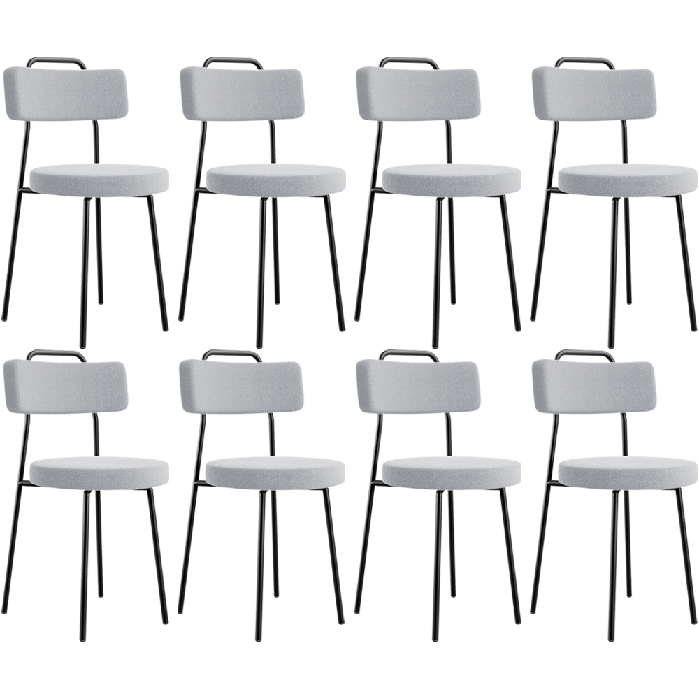 Kit 08 Cadeiras Decorativas Estofada Para Sala De Jantar Barcelona L02 Bouclê Cinza - Lyam Decor