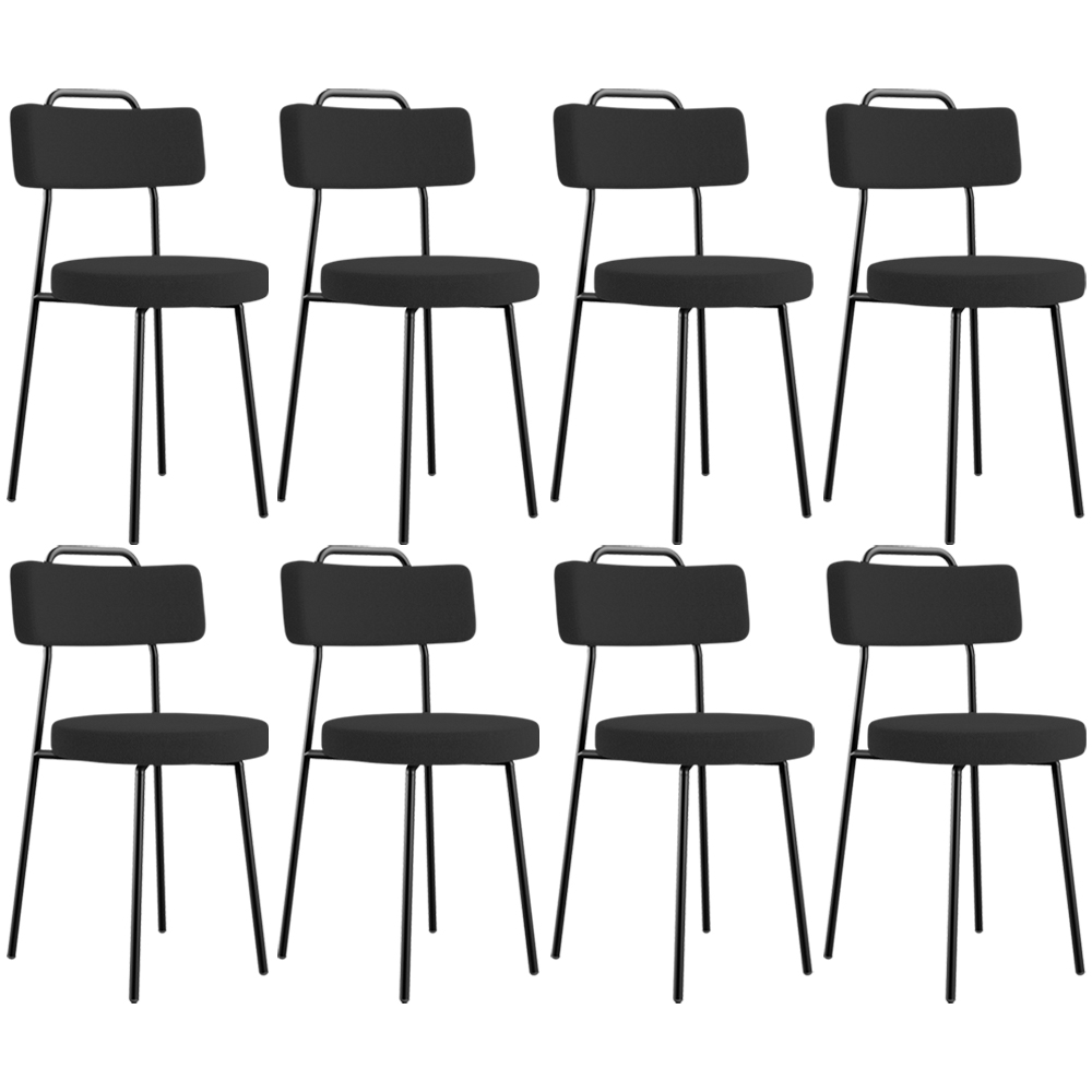Kit 08 Cadeiras Decorativas Estofada Para Sala De Jantar Barcelona L02 Bouclê Preto - Lyam Decor