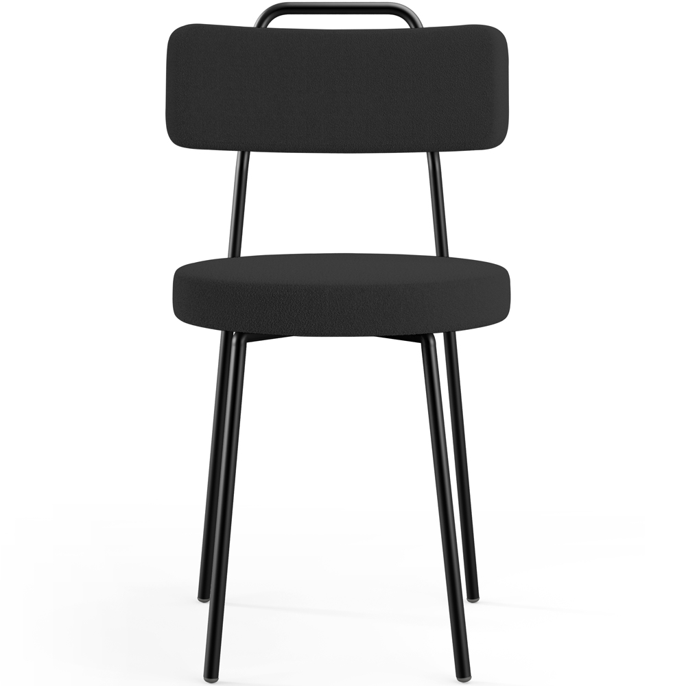Kit 08 Cadeiras Decorativas Estofada Para Sala De Jantar Barcelona L02 Bouclê Preto - Lyam Decor