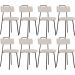 Kit 08 Cadeiras Decorativas Estofada Para Sala De Jantar Barcelona L02 Linho Bege - Lyam Decor