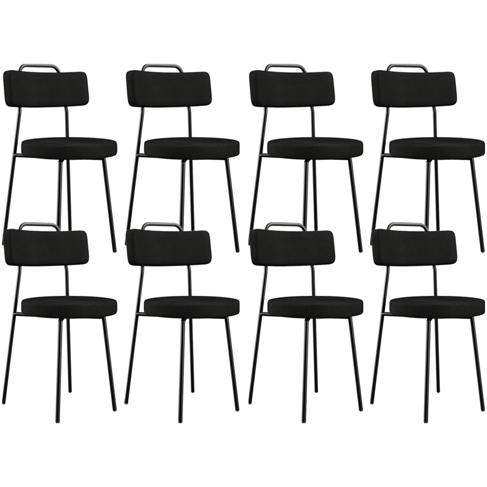 Kit 08 Cadeiras Decorativas Estofada Para Sala De Jantar Barcelona L02 Poliéster Preto - Lyam