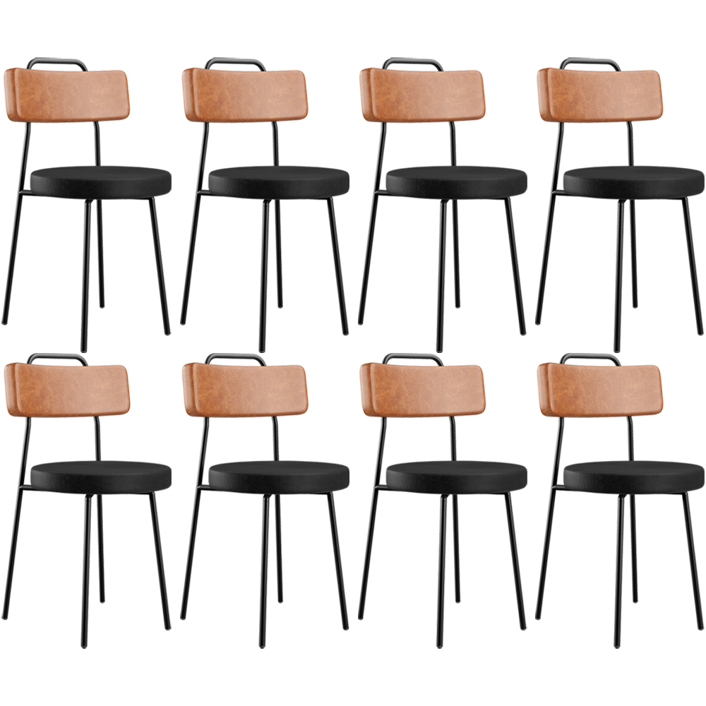 Kit 08 Cadeiras Decorativas Estofada Para Sala Jantar Barcelona L02 Couríssimo Camel Preto - Lyam