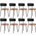 Kit 08 Cadeiras Decorativas Estofada Para Sala Jantar Barcelona L02 Couríssimo Preto Camel - Lyam