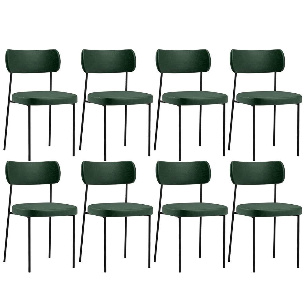 Kit 08 Cadeiras Decorativas Estofada Para Sala Jantar Melina L02 Couríssimo Verde Musgo - Lyam Decor
