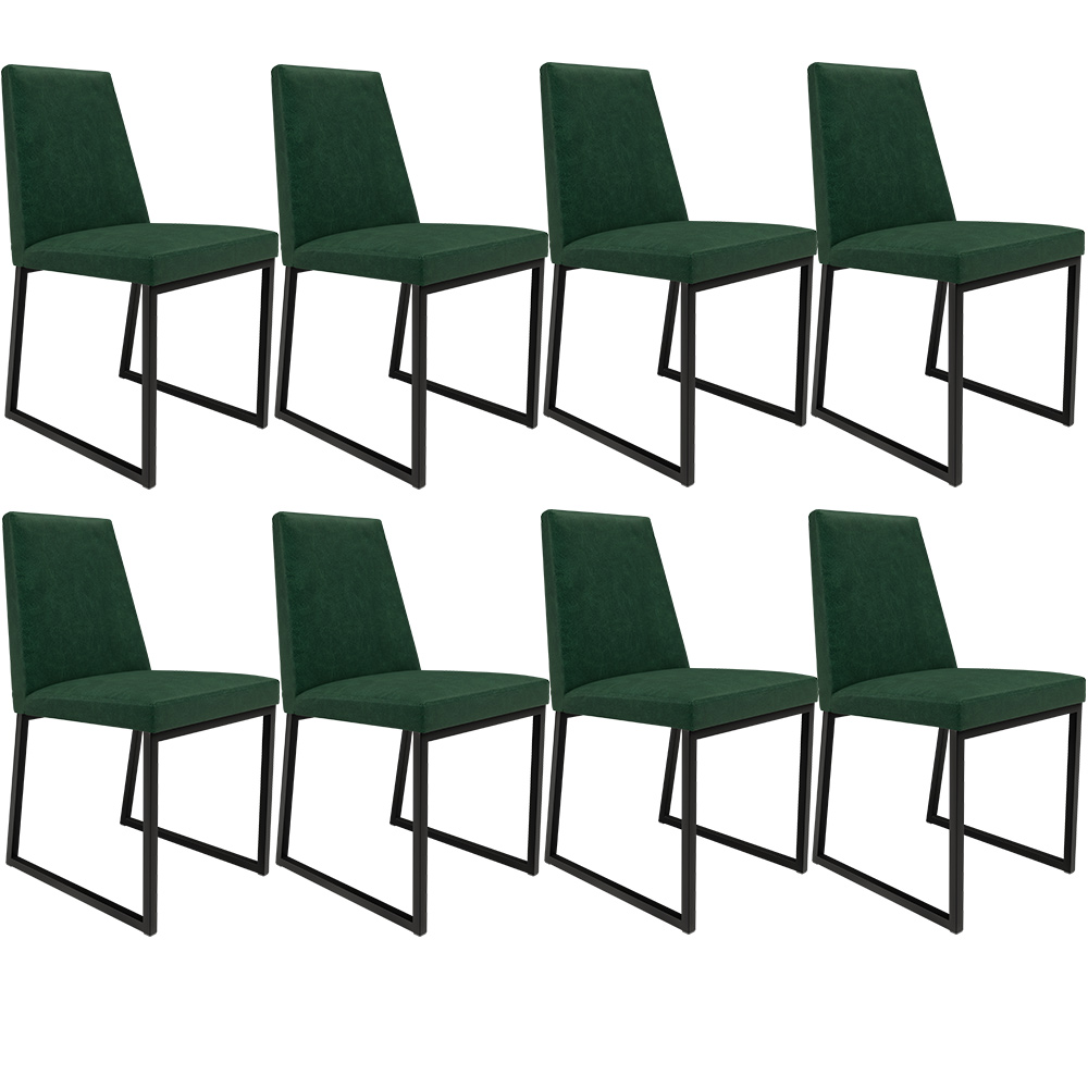Kit 08 Cadeiras Decorativas Estofada Para Sala de Jantar Dafne L02 Facto Verde Musgo - Lyam Decor