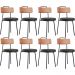 Kit 08 Cadeiras Decorativas Estofada Sala De Jantar Barcelona L02 Couríssimo Camel Linho Chumbo - Lyam