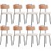 Kit 08 Cadeiras Decorativas Estofada Sala De Jantar Barcelona L02 Couríssimo Camel Linho Cru - Lyam