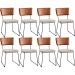 Kit 08 Cadeiras Decorativas Estofada Sala Jantar Allana L02 Couríssimo Camel Linho Cru - Lyam Decor