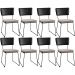 Kit 08 Cadeiras Decorativas Estofada Sala Jantar Allana L02 Couríssimo Preto Linho Bege - Lyam Decor
