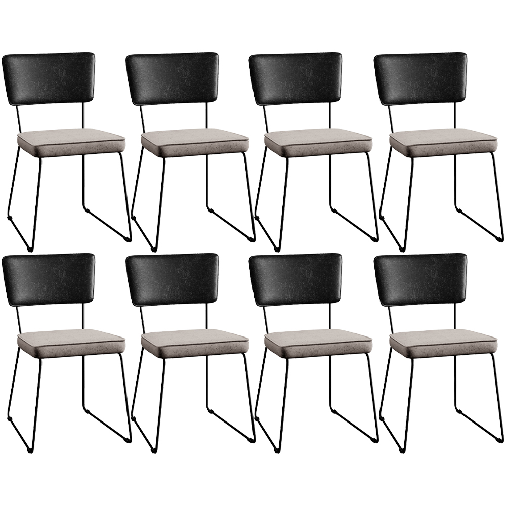 Kit 08 Cadeiras Decorativas Estofada Sala Jantar Allana L02 Couríssimo Preto Linho Bege - Lyam Decor